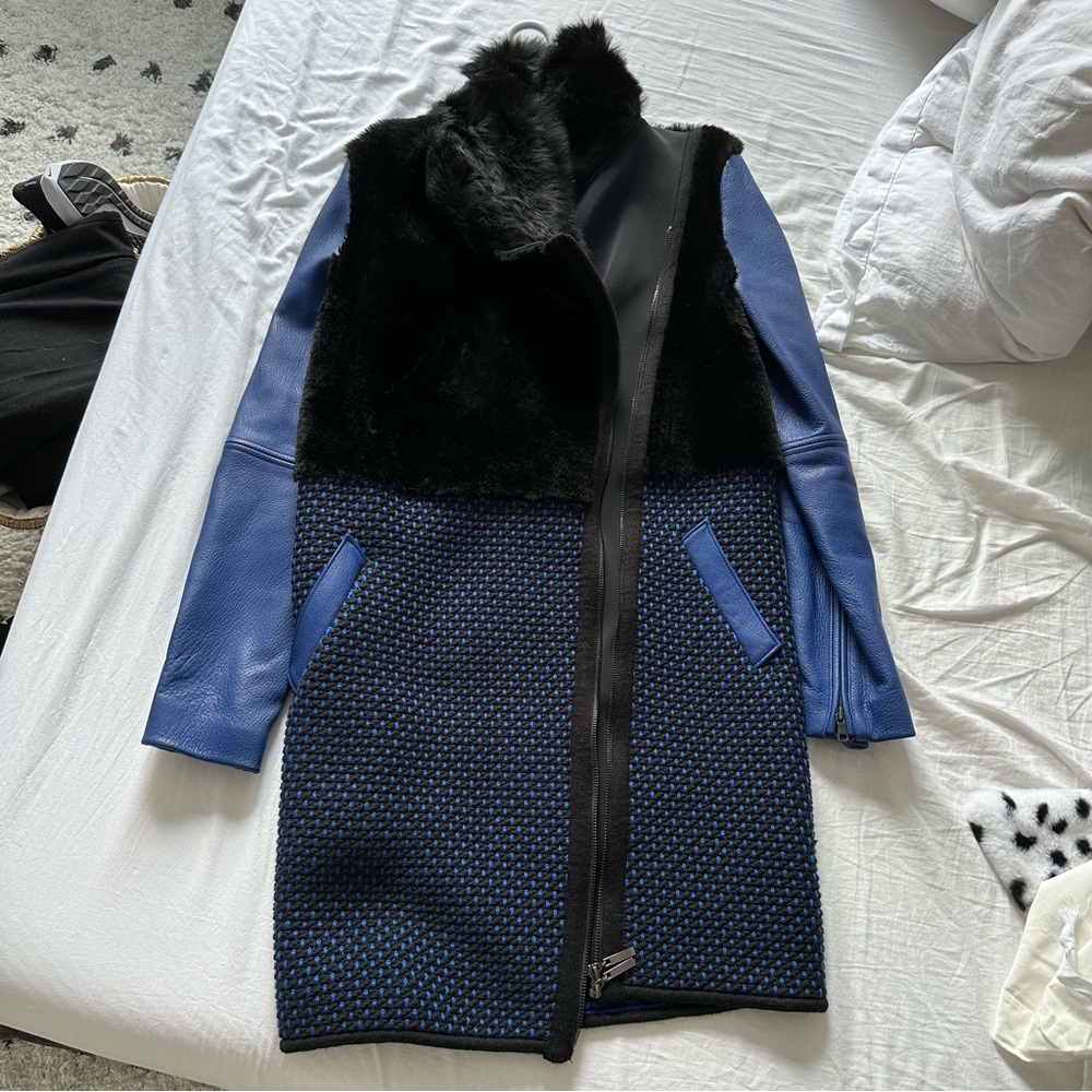 Ohne titel leather and fur jacket size 2